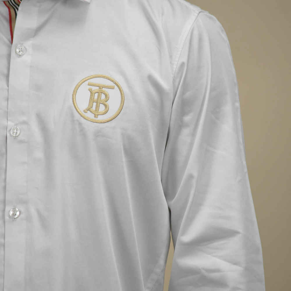 Burberry TB Embroidery White Cotton Shirt-4