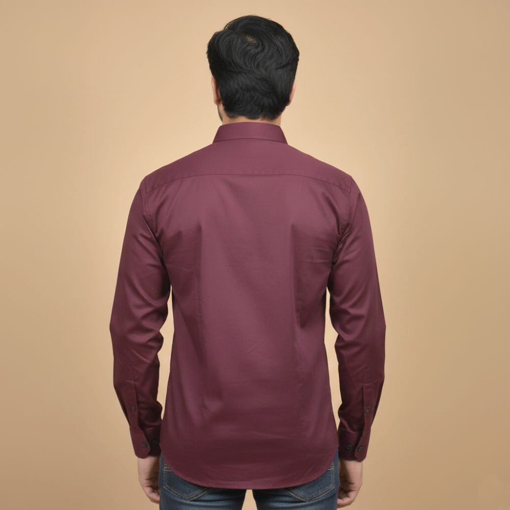 Balmain Embroidered Wine Premium Cotton Shirt-3