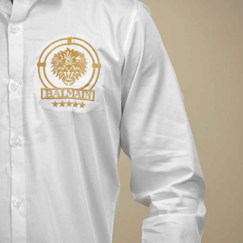 Balmain Embroidered White Premium Cotton Shirt-4