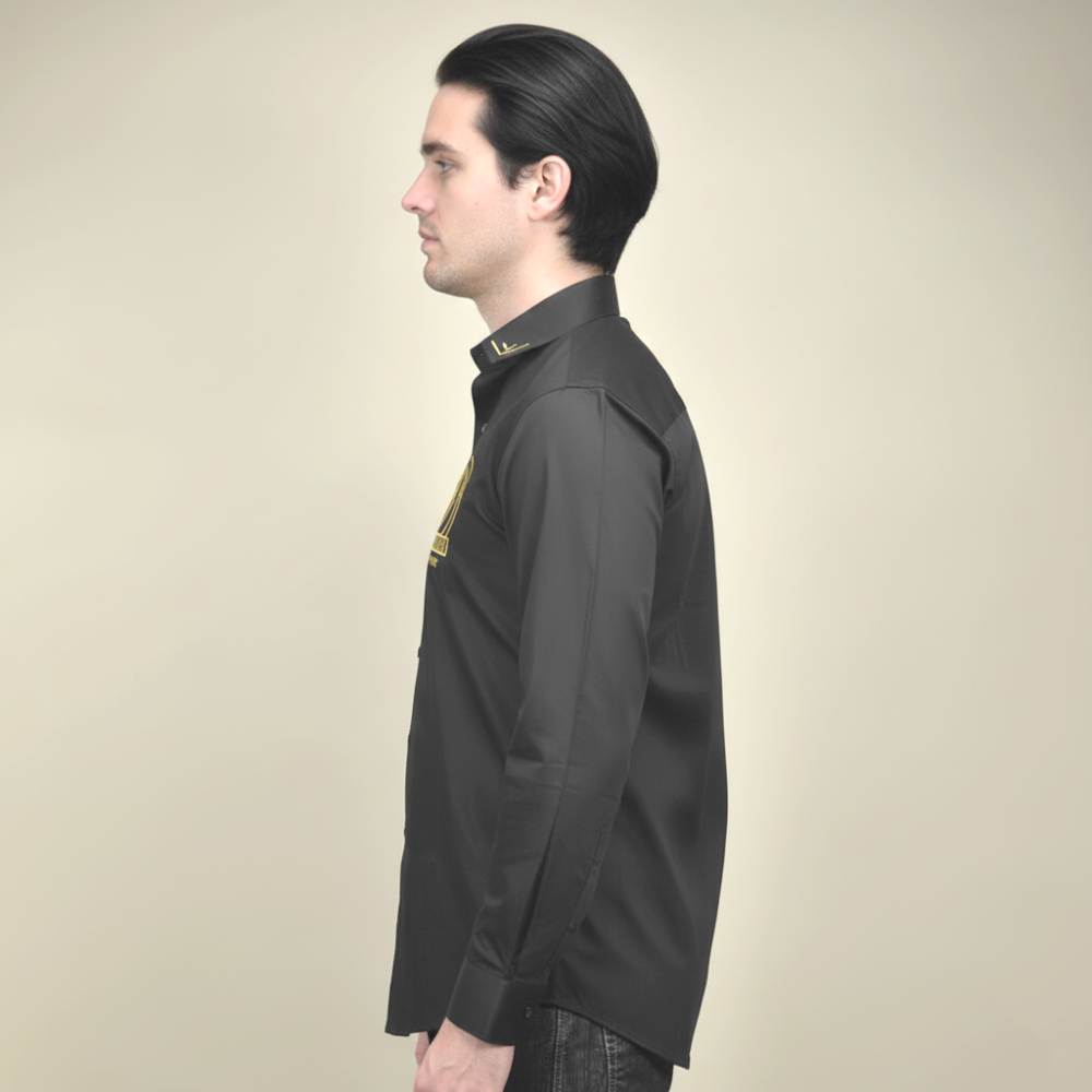 Balmain Embroidered Black Premium Cotton Shirt-2