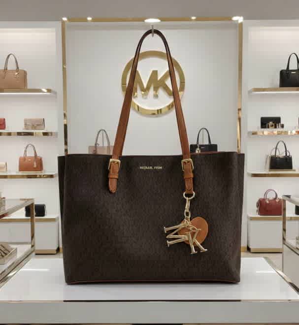 Michael Kors Signature Medium Logo Brown Tote Bag-thumb-0