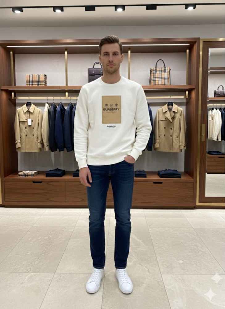 Burberry White Premium Quality Sweatshirt-thumb-0