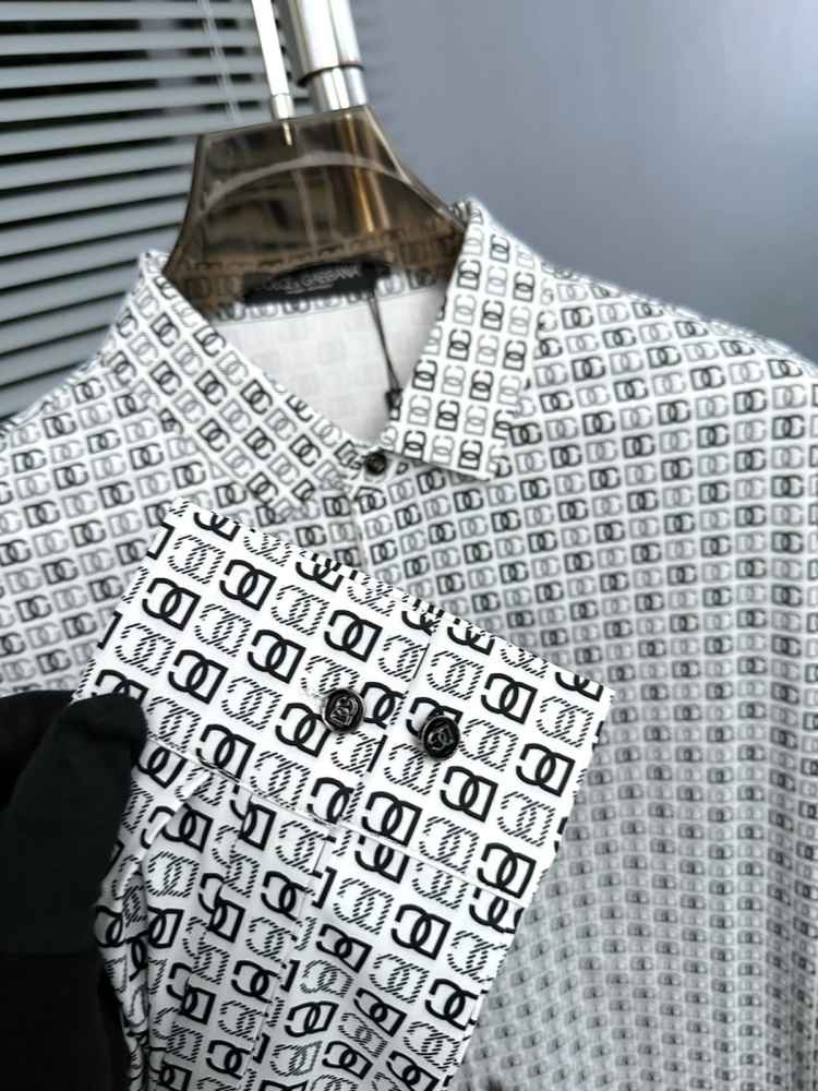 Dolce & Gabbana Geometric White Full Sleeves Shirt-thumb-2