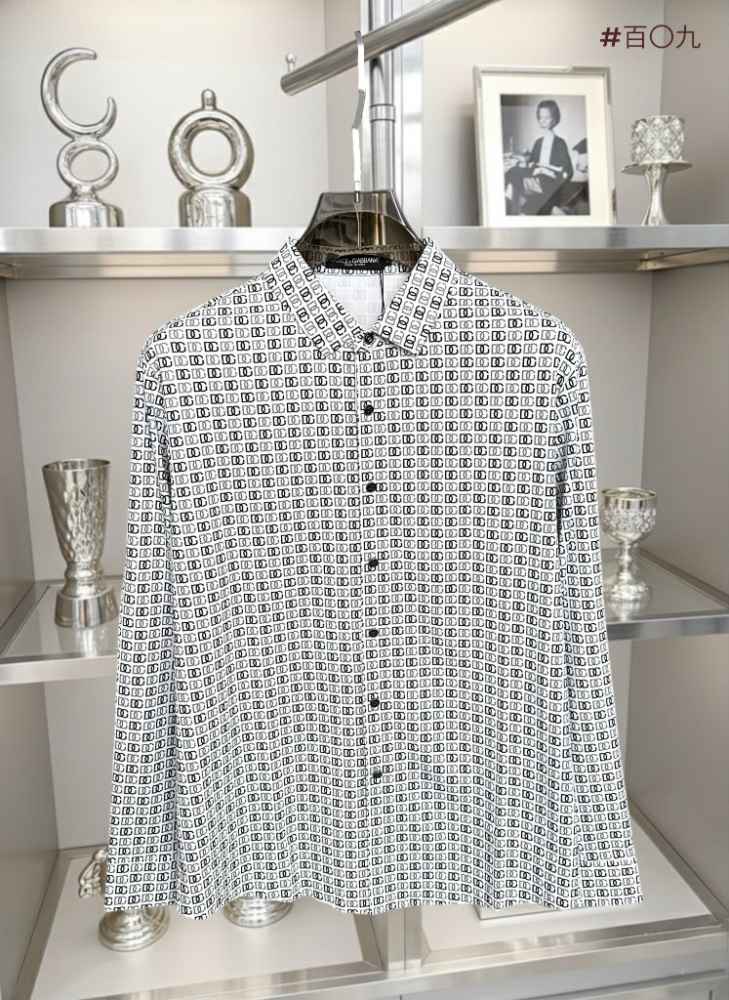 Dolce & Gabbana Geometric White Full Sleeves Shirt-thumb-3