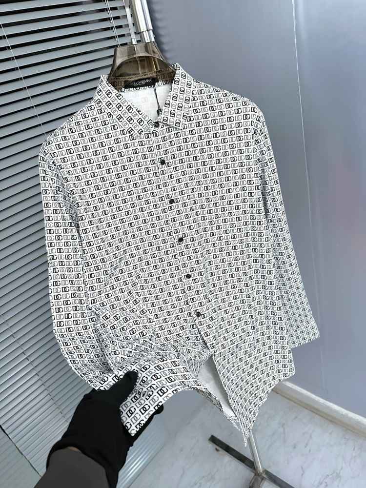 Dolce & Gabbana Geometric White Full Sleeves Shirt-thumb-0