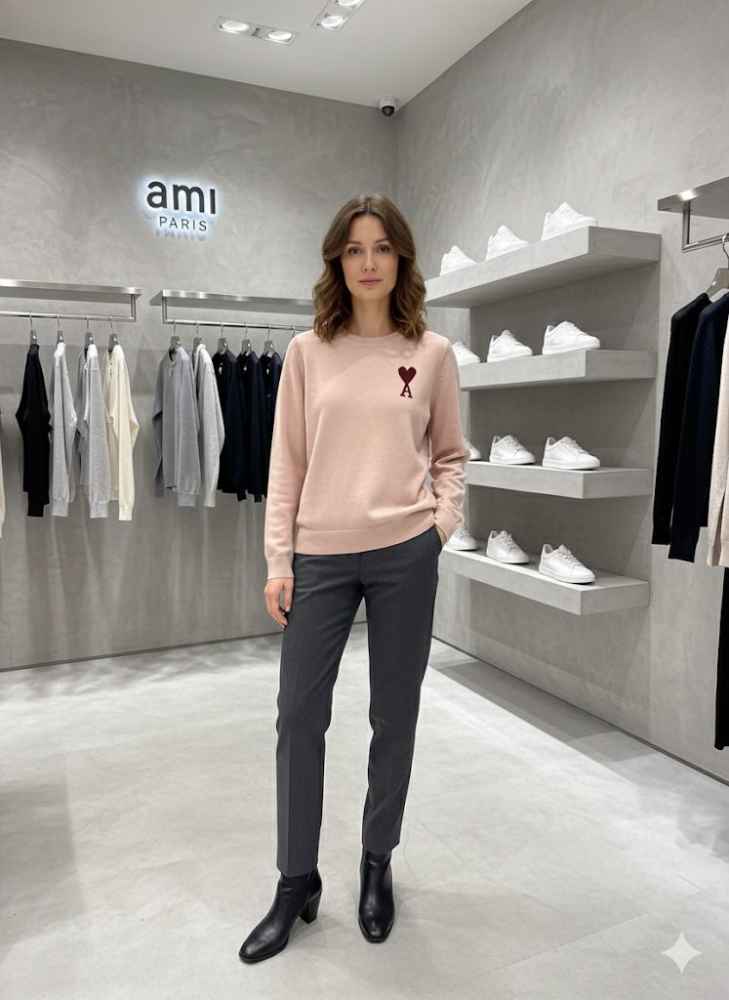 Ami Pink Premium Quality Sweatshirt-thumb-0