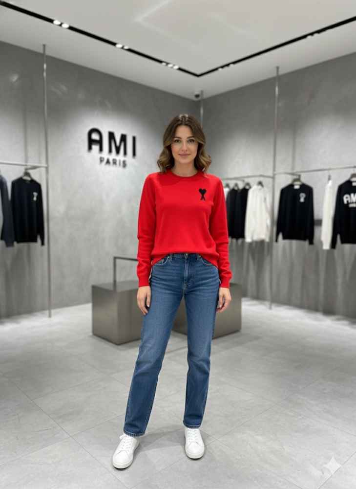 Ami Red Premium Quality Sweatshirt-thumb-0