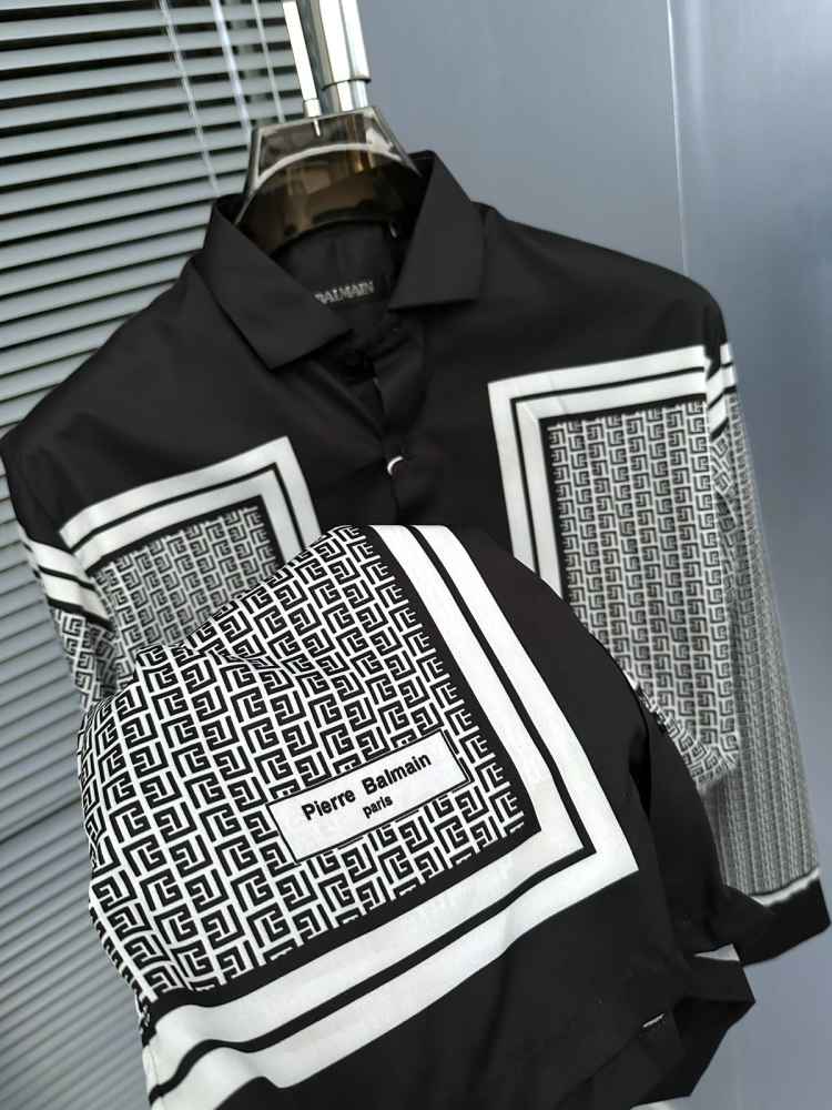 Balmain Embroidered Black Premium Cotton Shirt-2