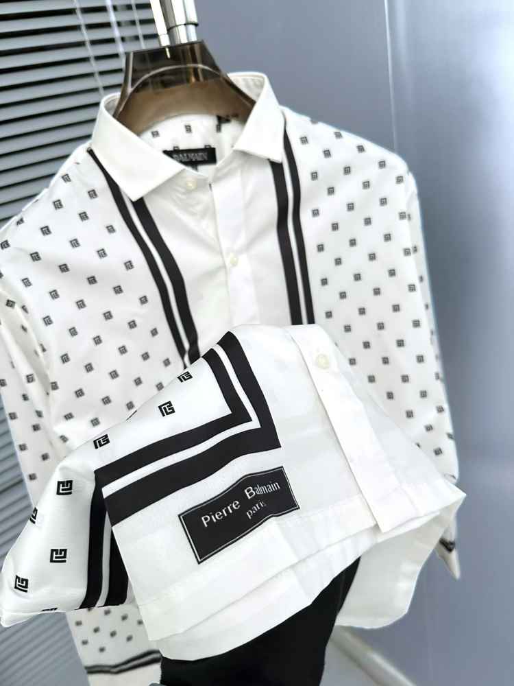 Balmain Embroidered White Premium Cotton Shirt-2