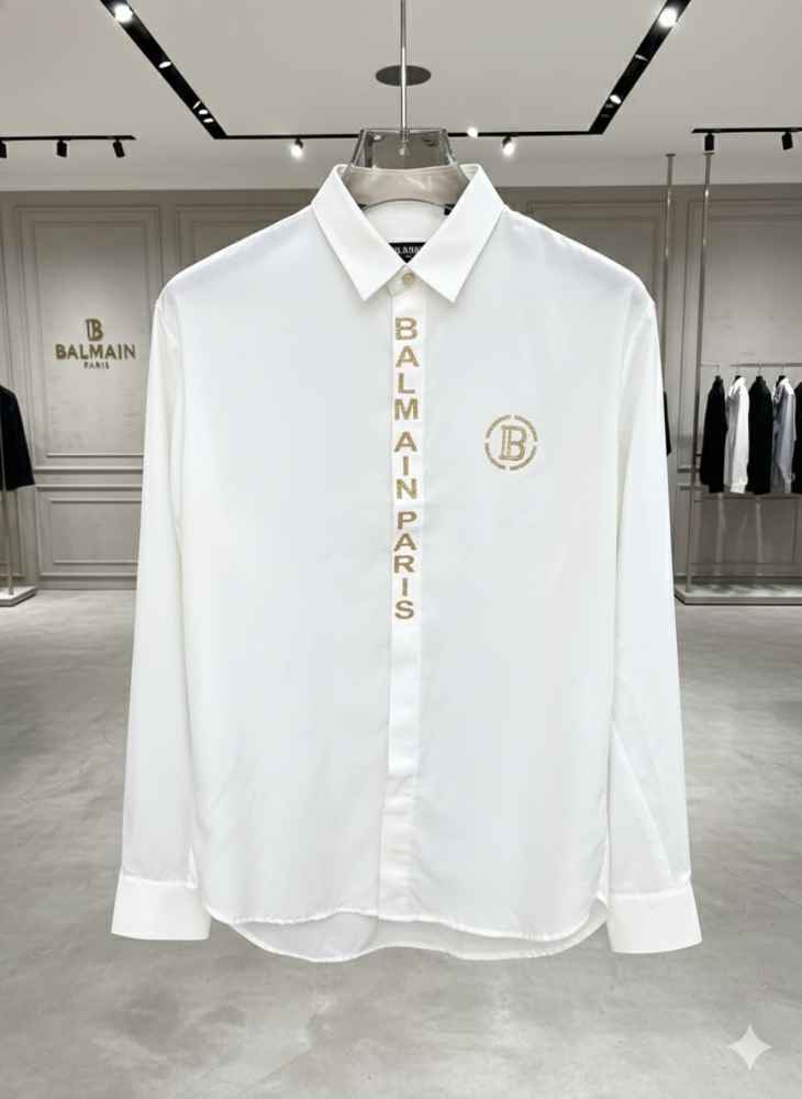 Balmain Embroidered White Premium Cotton Shirt-1