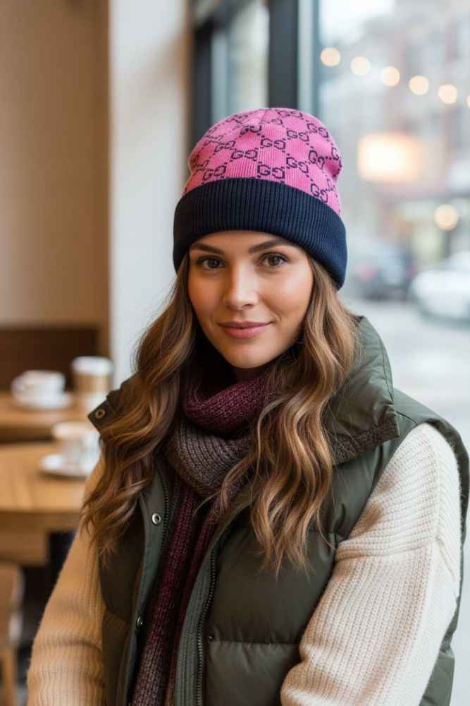 Gucci Monogram Pink Premium Edition Cashmere Beanie-thumb-0