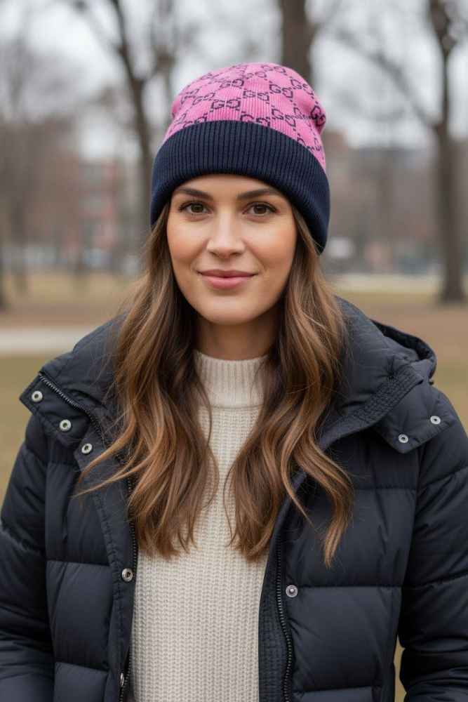Gucci Monogram Pink Premium Edition Cashmere Beanie-thumb-1