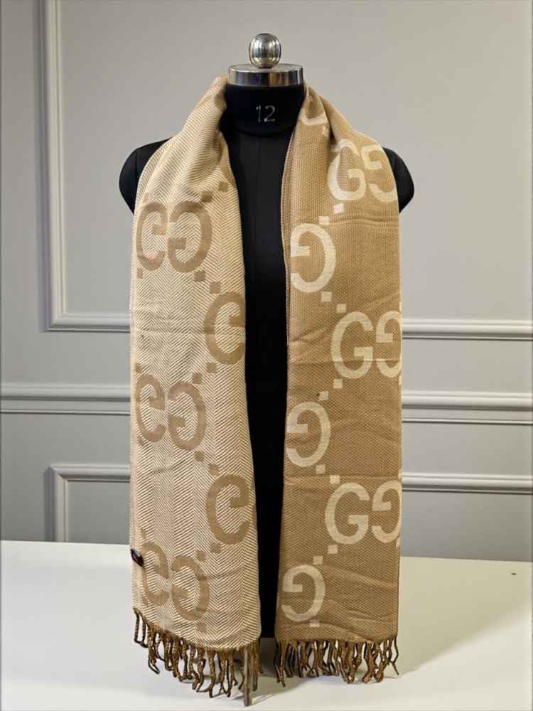 Gucci GG Monogram Warm Beige Woolen Stole-thumb-0