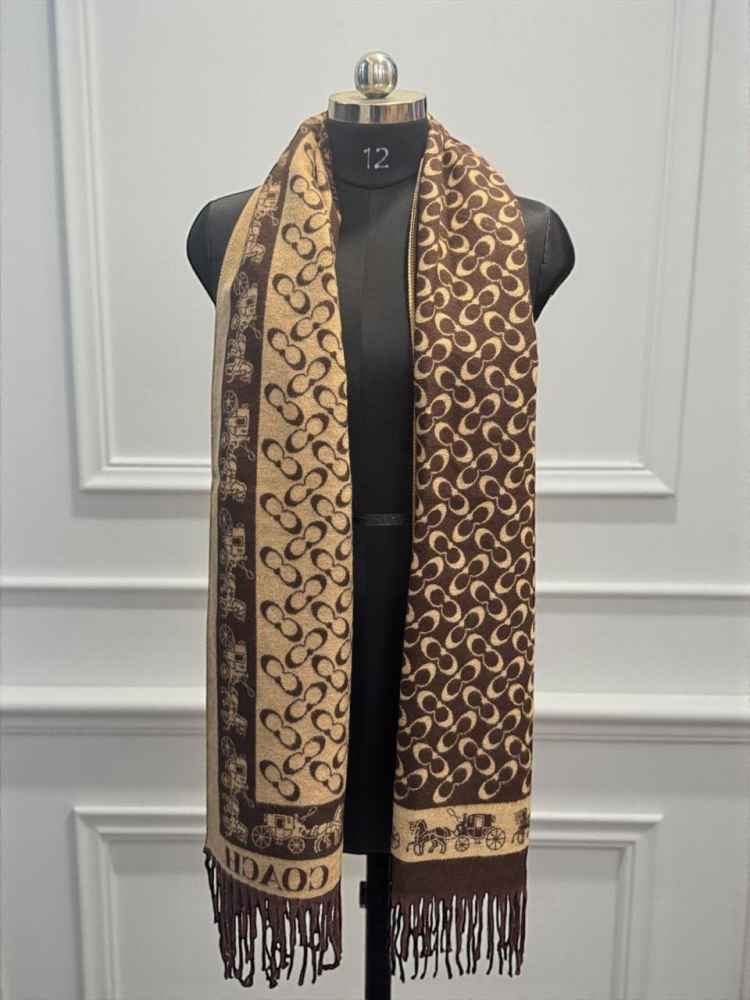 Coach Signature Brown C Border Stole-thumb-0