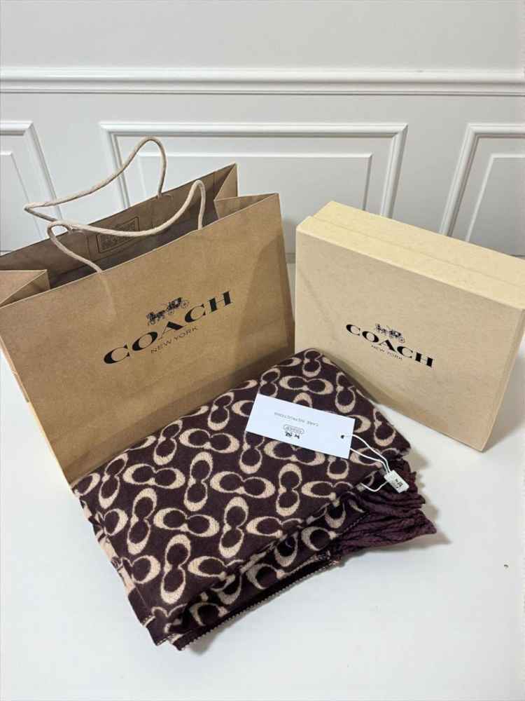 Coach Signature Brown C Border Stole-thumb-2