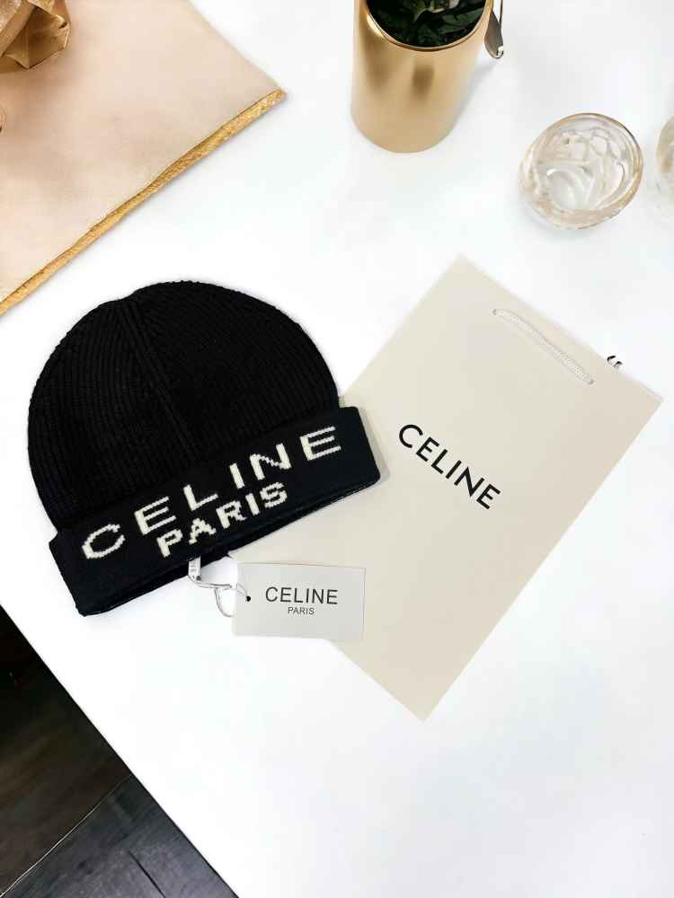 Celine Monogram Black Premium Edition Cashmere Beanie-4
