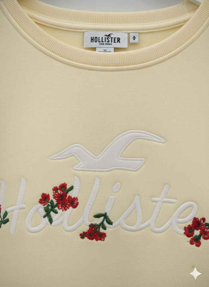 Hollister Cream Premium Quality Cotton Sweatshirt-1