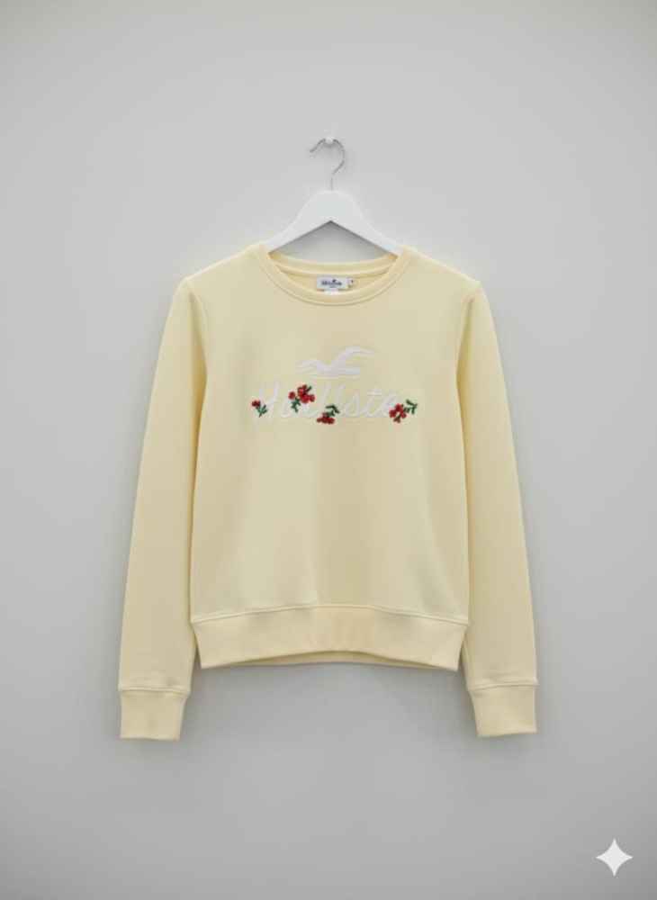 Hollister Cream Premium Quality Cotton Sweatshirt-2