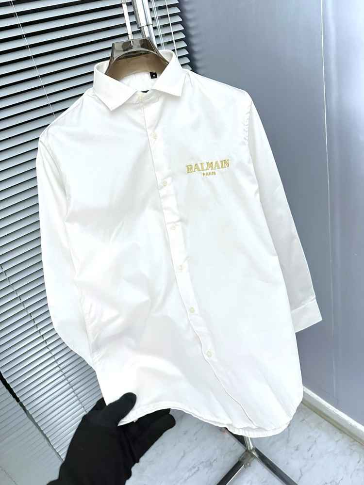Balmain Embroidered White Premium Cotton Shirt-1