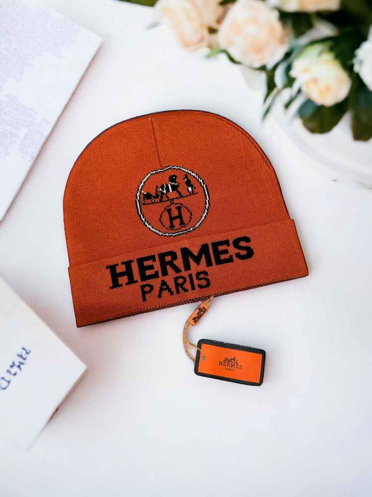 Hermes Orange Premium Edition Cashmere Beanie-1