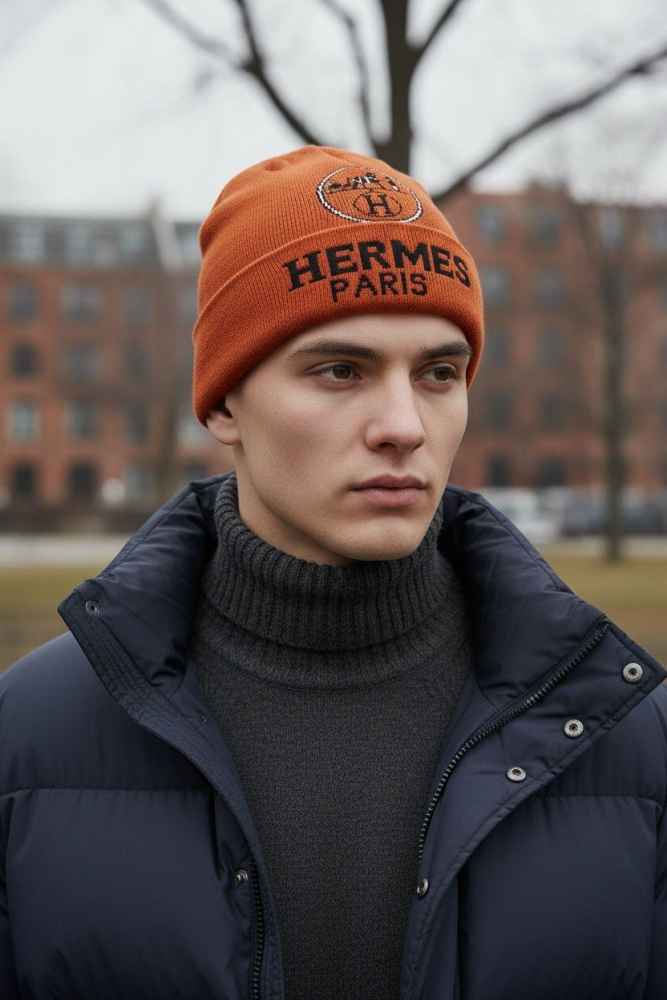Hermes Orange Premium Edition Cashmere Beanie-0