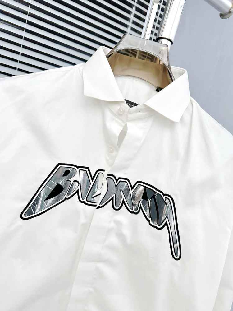 Balmain Embroidered White Premium Cotton Shirt-thumb-1
