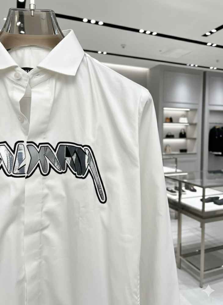 Balmain Embroidered White Premium Cotton Shirt-thumb-2