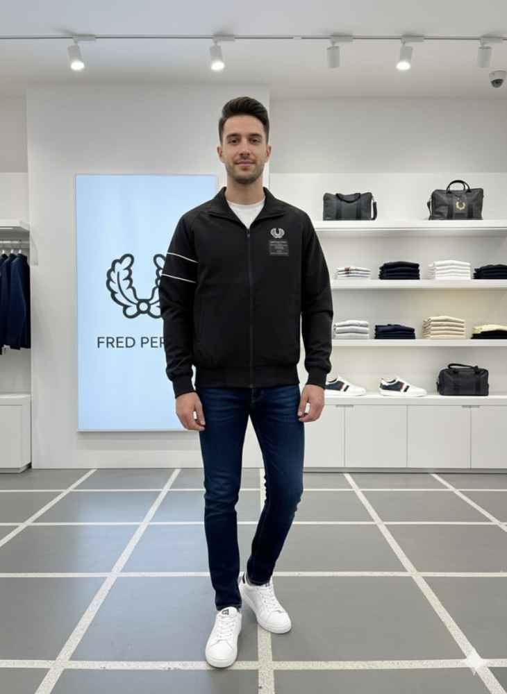 Fred Perry Black Oblique Premium Quality Zipper-2