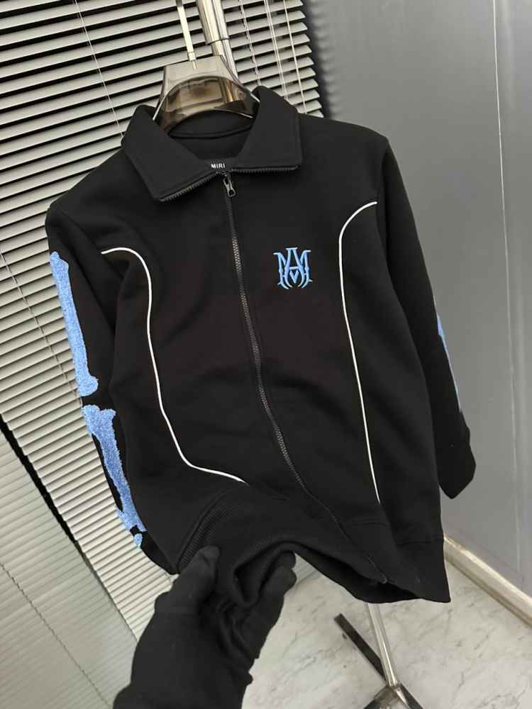 Amiri Embroidered logo Black Premium Quality Zipper-4