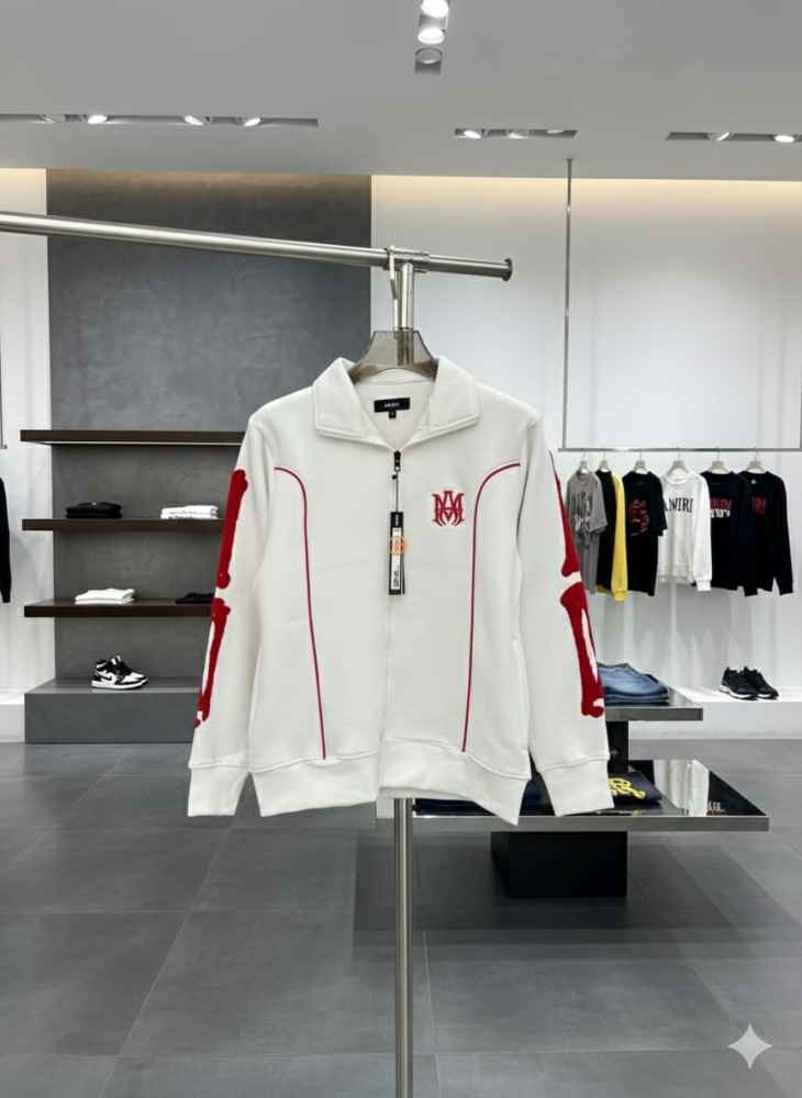 Amiri Embroidered logo White Premium Quality Zipper-2