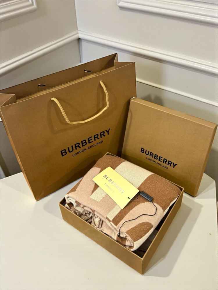 Burberry Check Cashmere Brown Stole-thumb-2