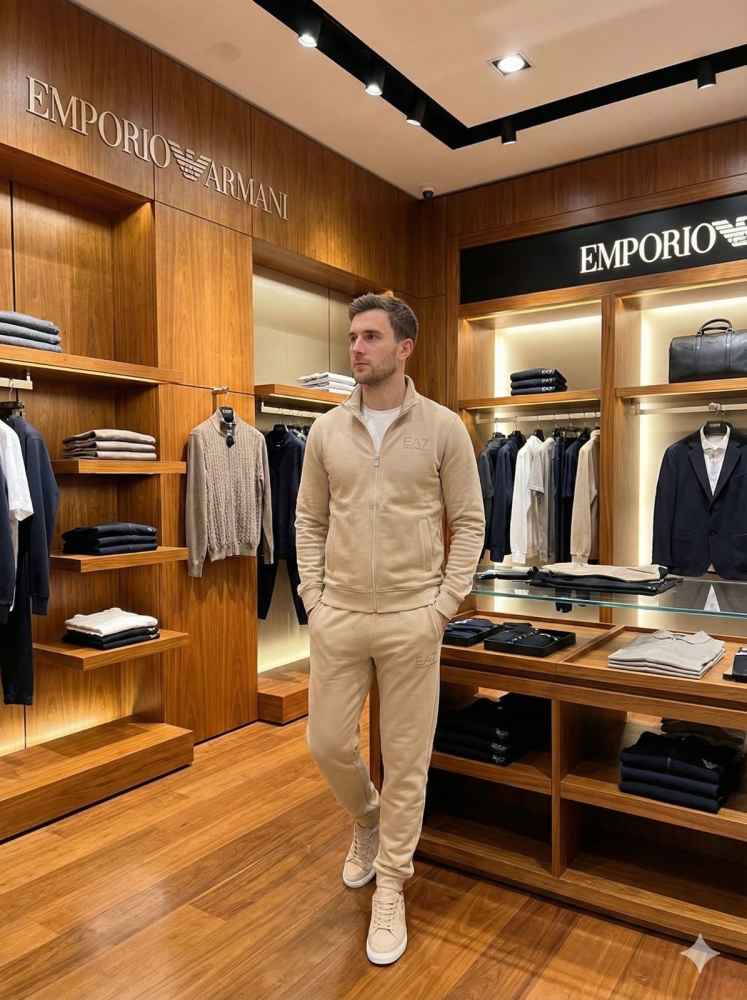 Emporio Armani Cream Premium Quality high End Authentic Track Suit-thumb-0