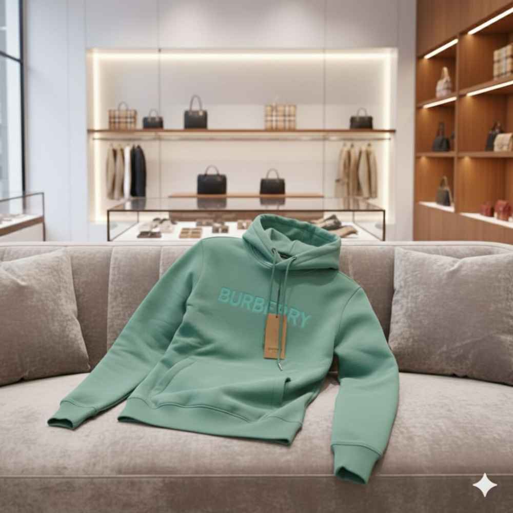 Burberry Green Embroidery Logo Hoodie-3