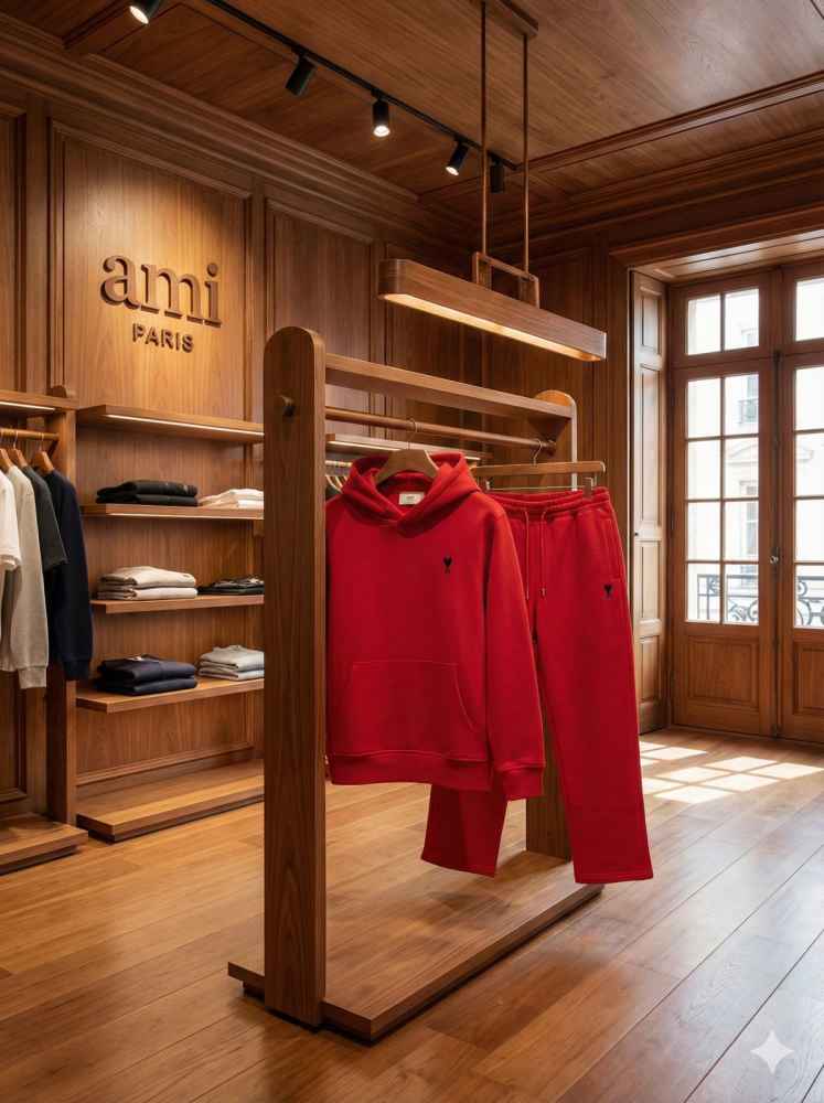 Ami Red Premium Quality high End Authentic Track Suit-thumb-3