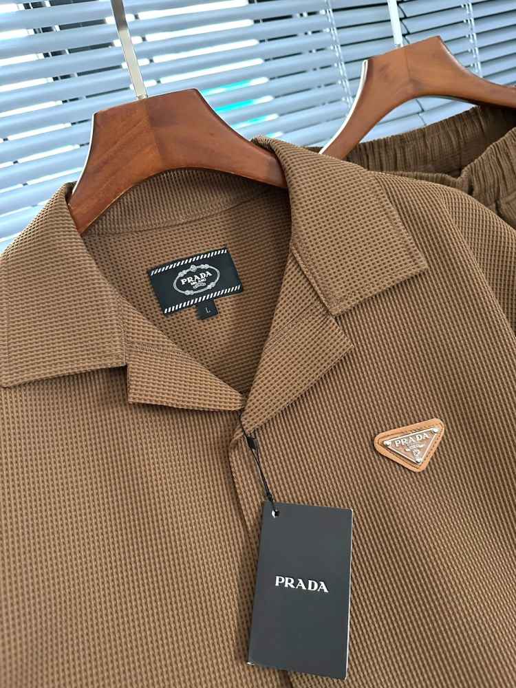 Prada Embroidered Brown Premium Shirt & Shorts Combo-3