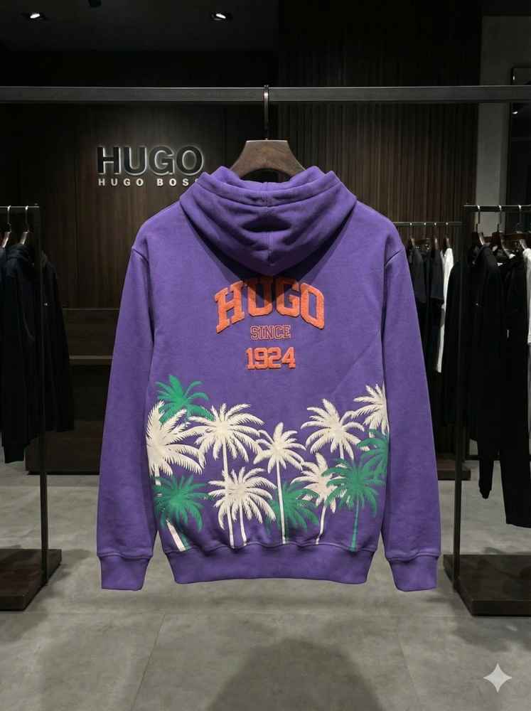 Boss Blue Hood Embroidery Logo Hoodie-thumb-1