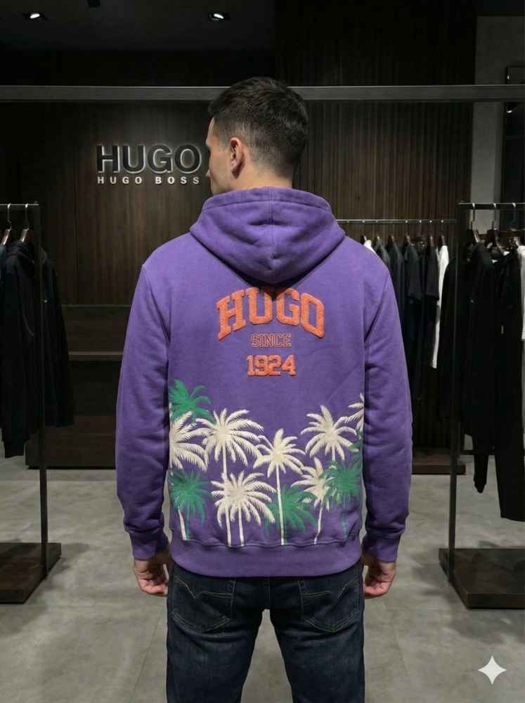 Boss Blue Hood Embroidery Logo Hoodie-thumb-3