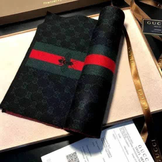 Gucci GG Monogram Bee Warm  Black Woolen Stole-1