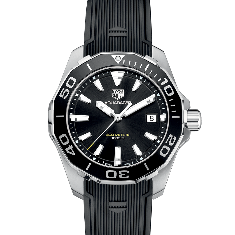 TAG Heuer Aquaracer 43 mm, Black Dial, Rubber Strap, Quartz Chronograph Watch, WAY111A.FT6151-thumb-1