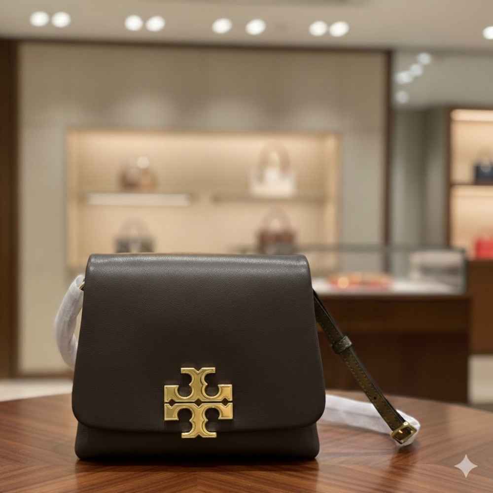 Tory Burch Charlie Black Long Belt Crossbody Bag-thumb-0