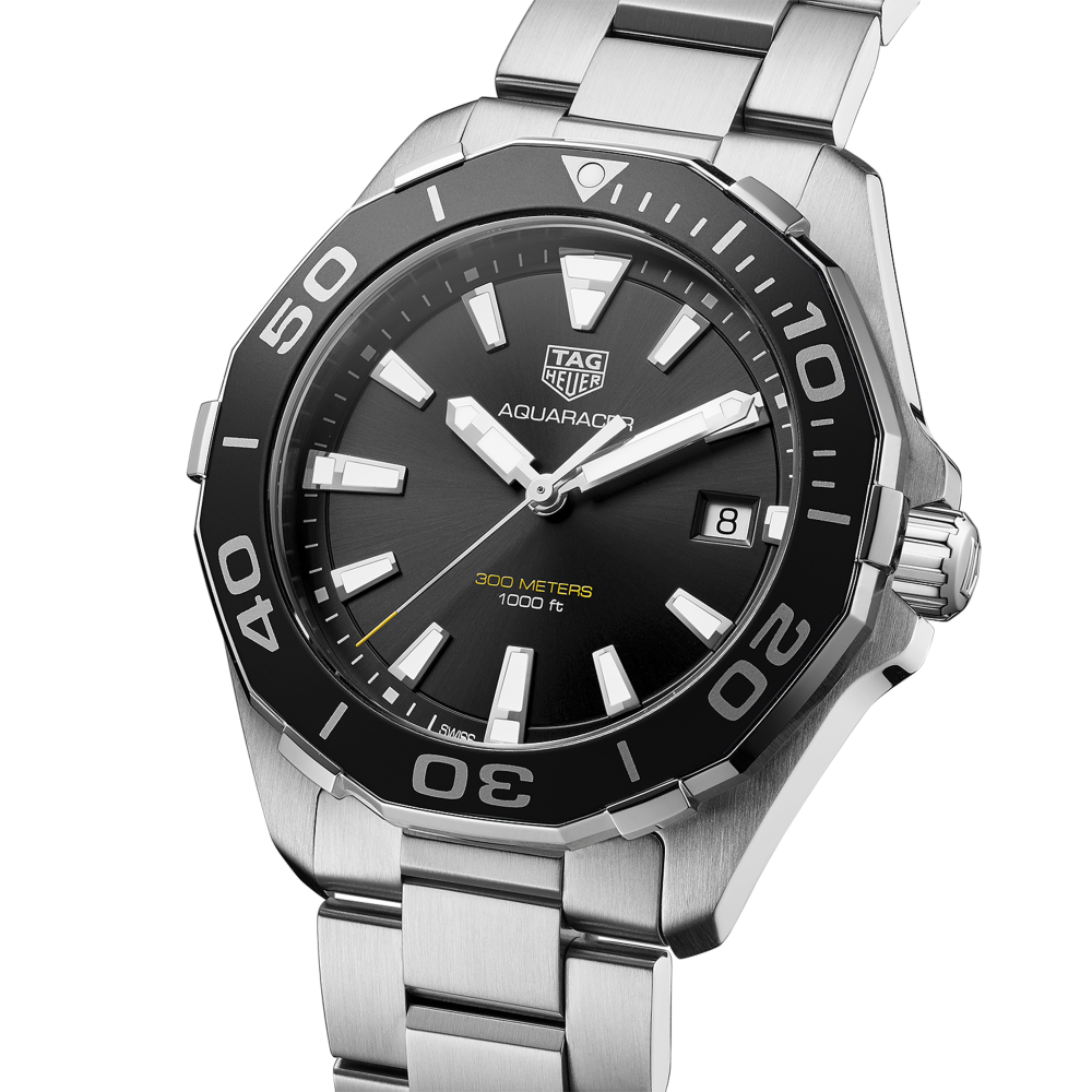 TAG Heuer Aquaracer Quartz, 41 mm, Black Dial, Stainless Steel Watch, WAY111A.BA0928-2
