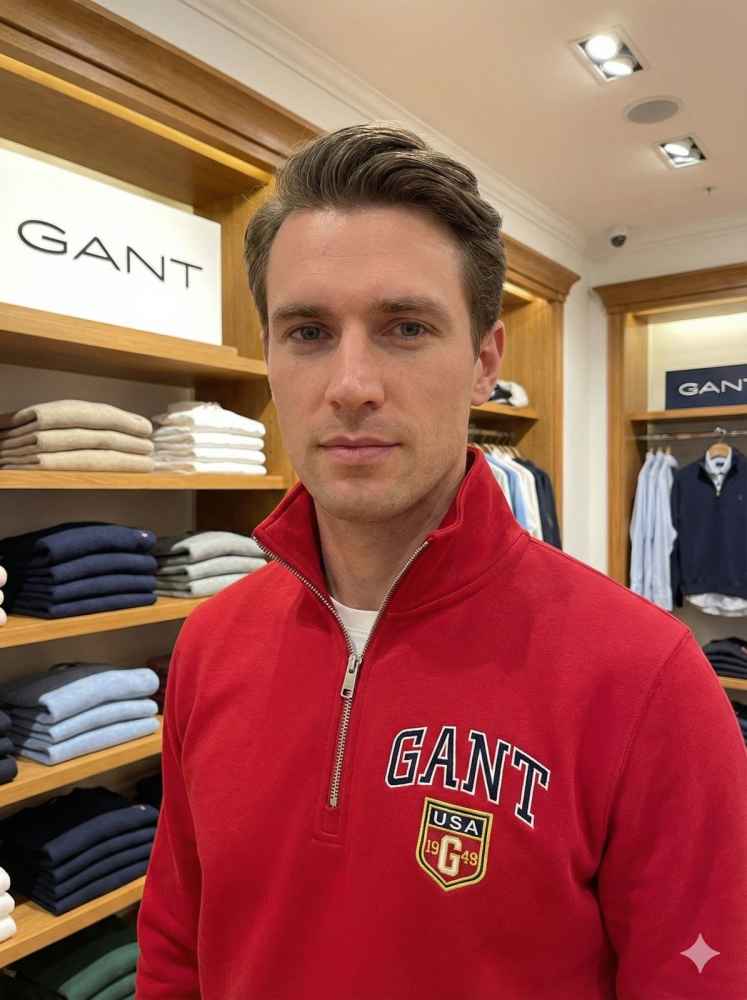 Gant Red Premium Quality Sherpa Sweatshirt-thumb-2