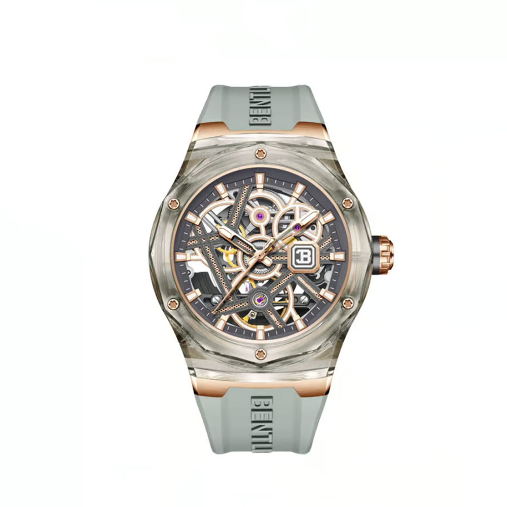 Bentley The Cynosure Automatic Men 45 mm, Grey Silicone Strap, Rose Gold-Tone Watch BL-60-12-thumb-0