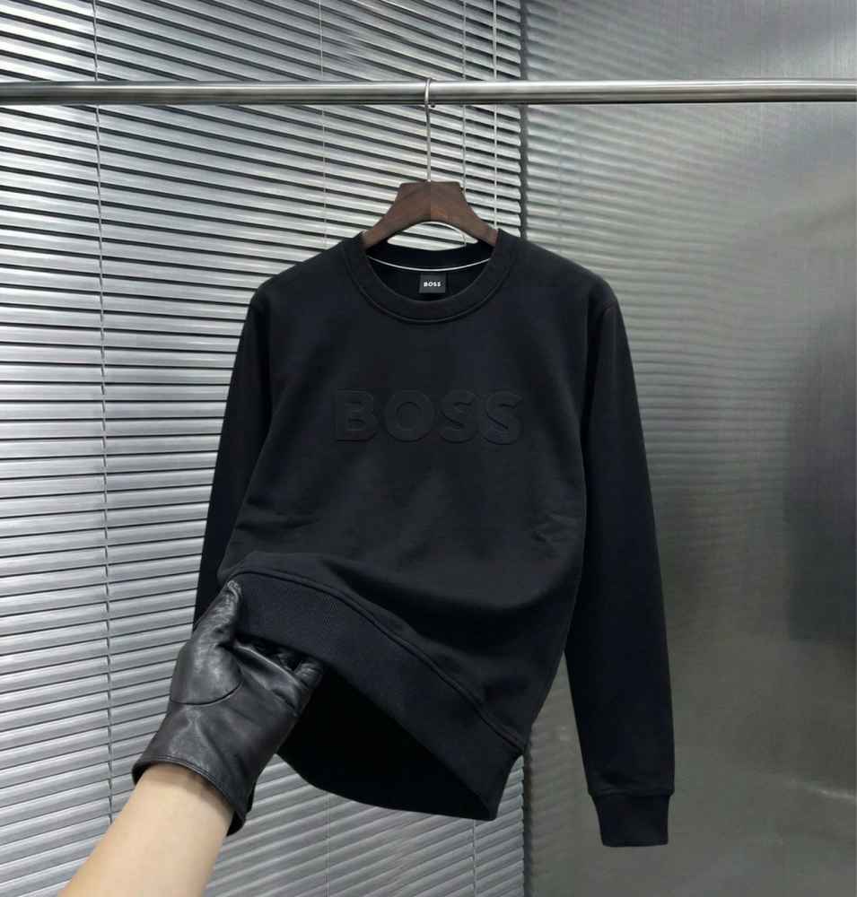 Boss Embroidery Black cotton Sweatshirt-1