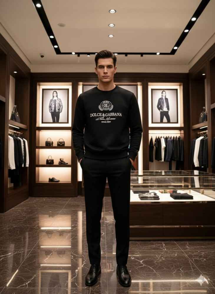 Dolce Gabbana Black Cotton Premium Qaulity Sweatshirt-thumb-3