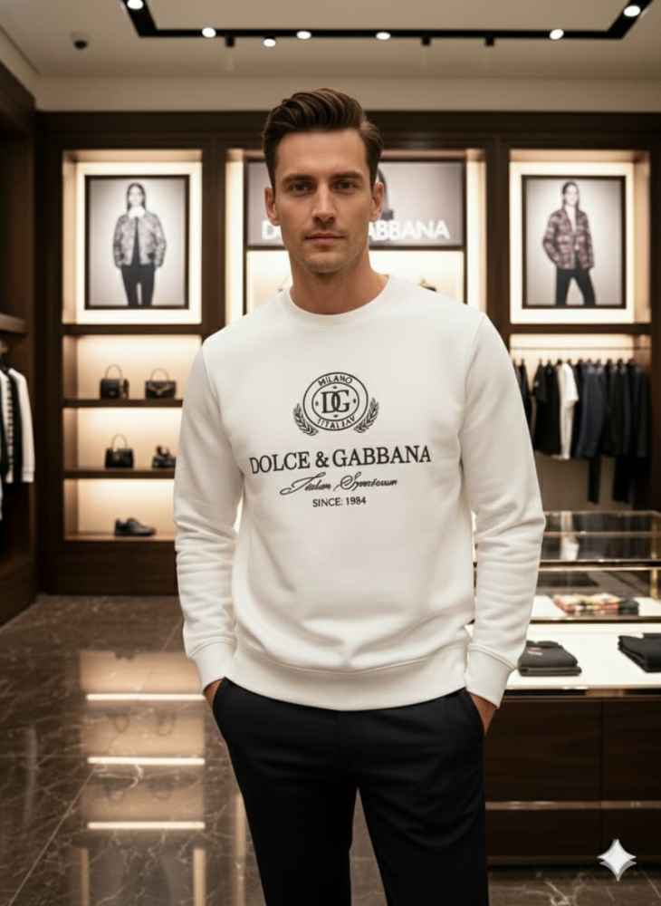 Dolce Gabbana White Cotton Premium Qaulity Sweatshirt-thumb-0