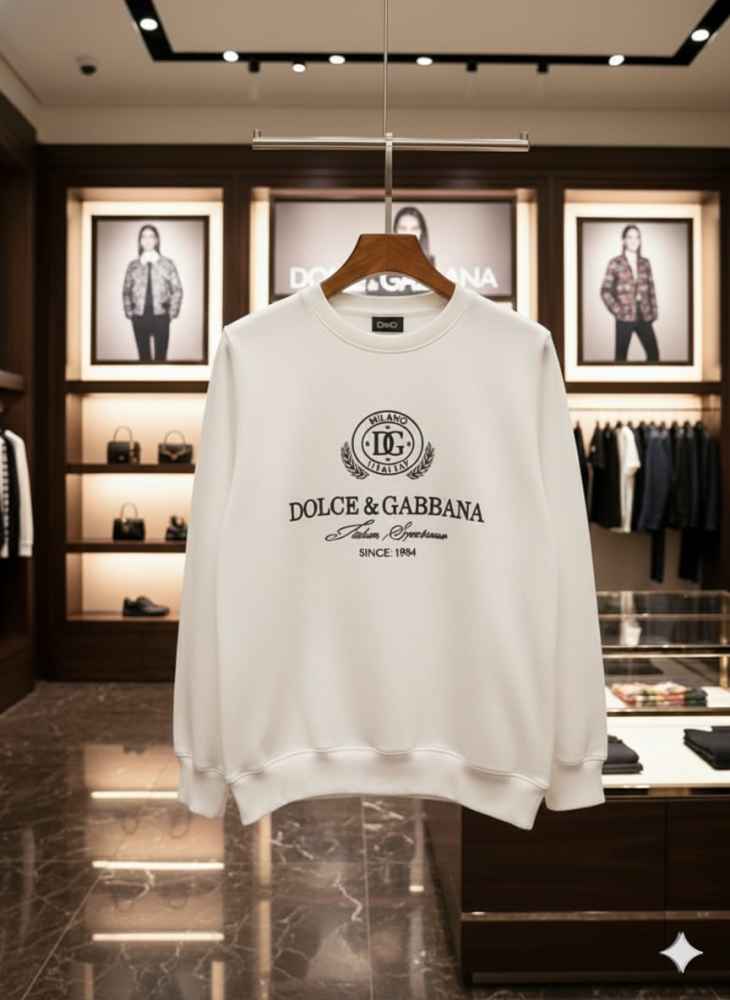 Dolce Gabbana White Cotton Premium Qaulity Sweatshirt-thumb-1