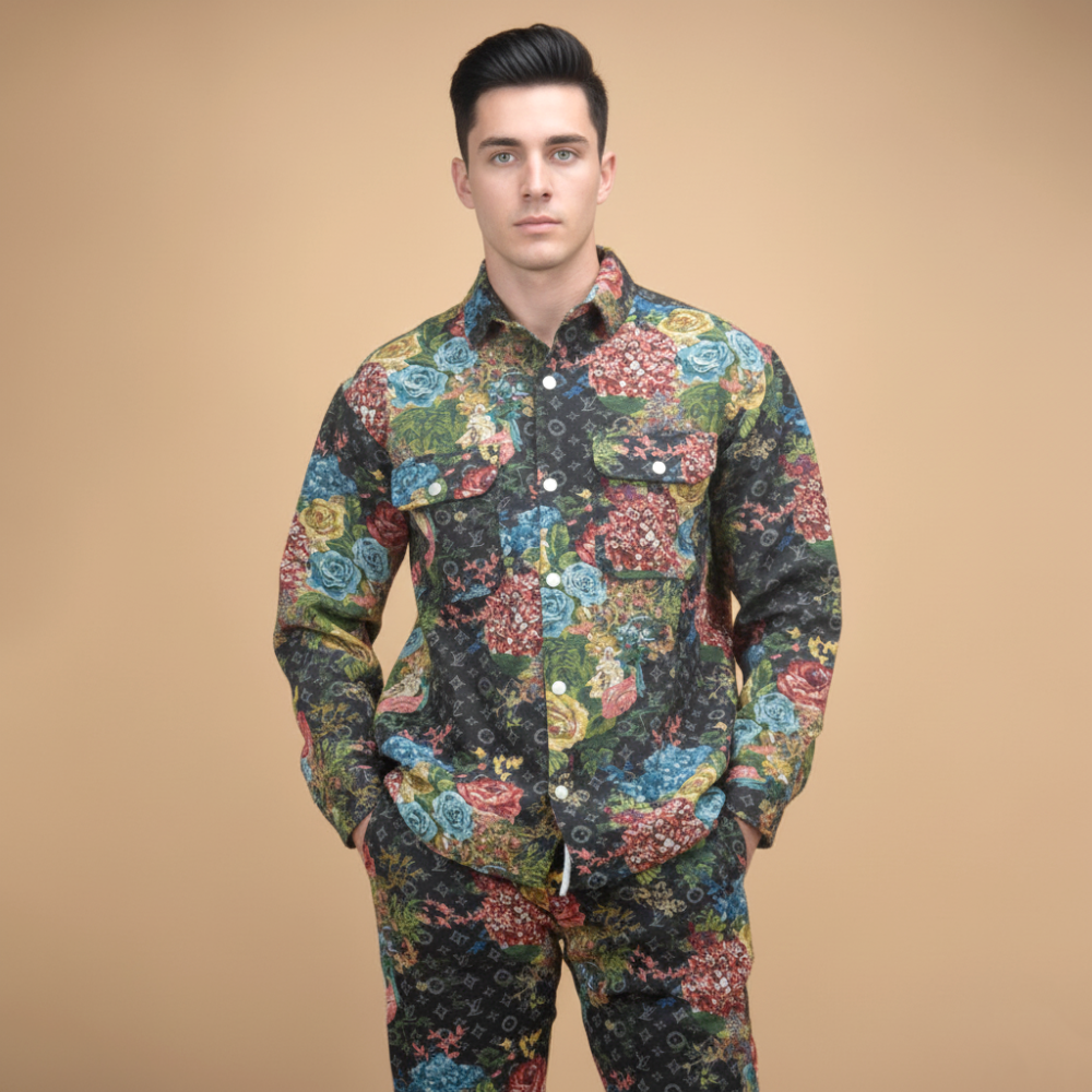 Louis Vuitton Printed Premium Men's Full Sleeve Shirt & Pant Combo-thumb-0