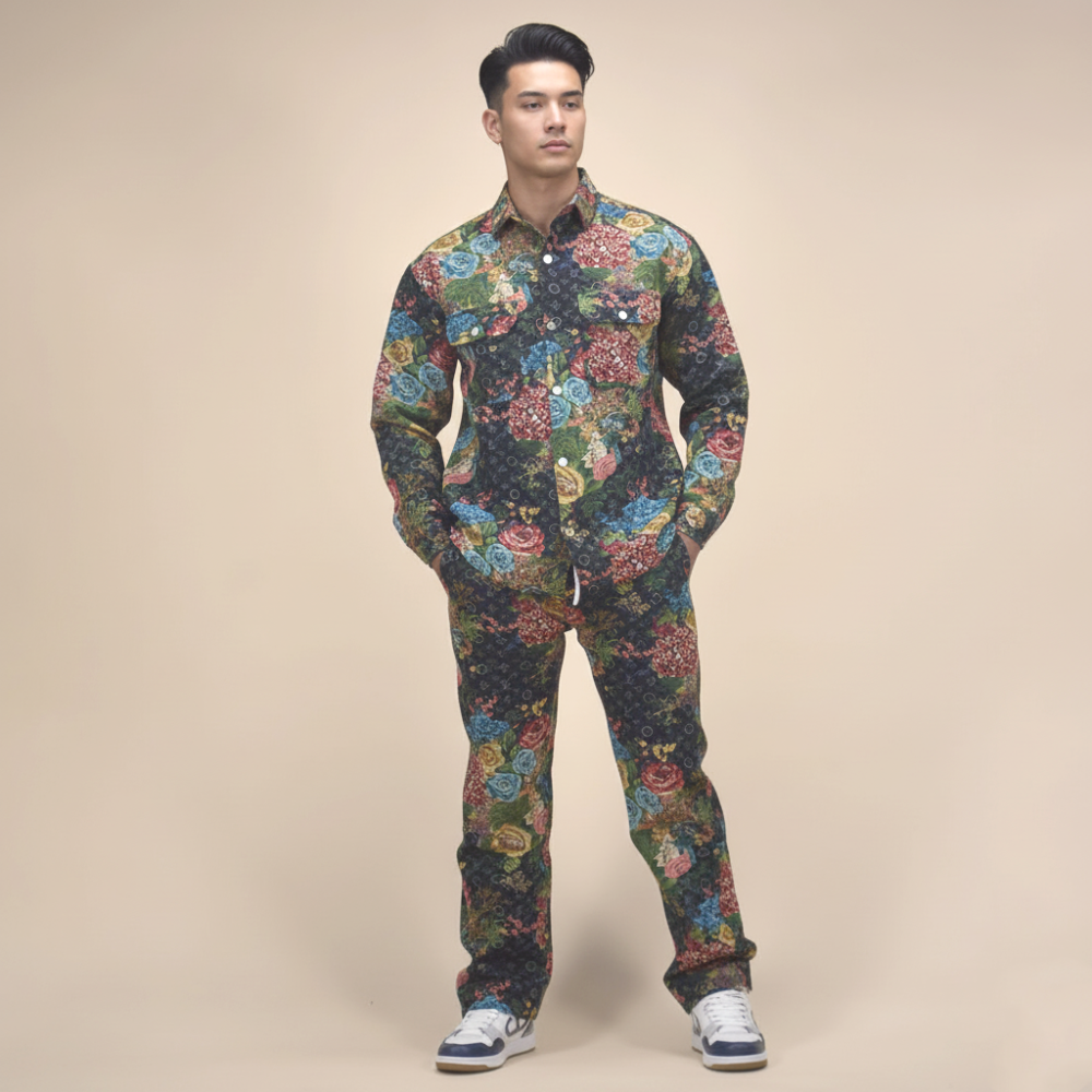 Louis Vuitton Printed Premium Men's Full Sleeve Shirt & Pant Combo-thumb-1