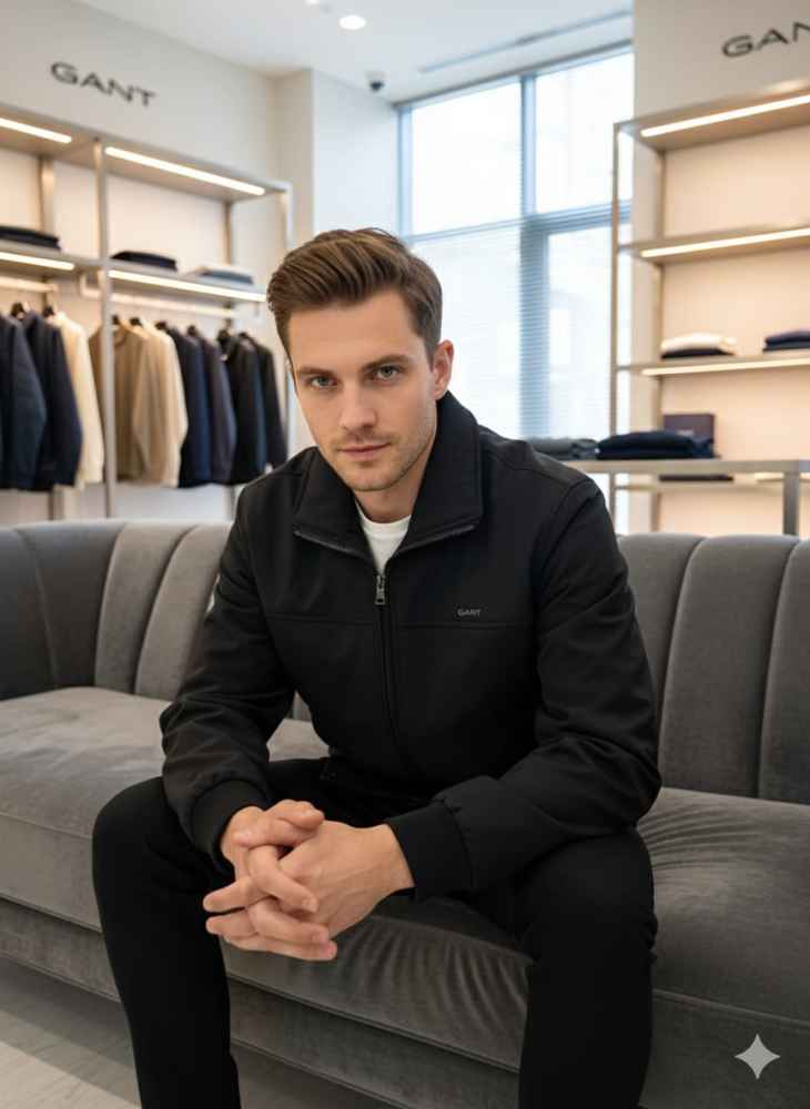 Gant Black Premium Quality Imported Fabric Full Jacket-thumb-6